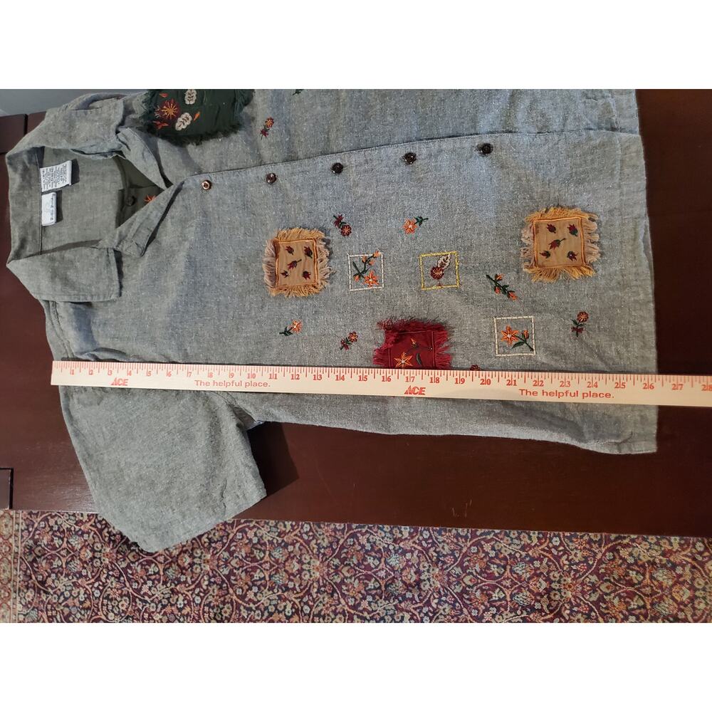 Vtg Bobbie Brooks Layered Embroidered Patch Button Top Size XL Cottage Hippie - Picture 13 of 13